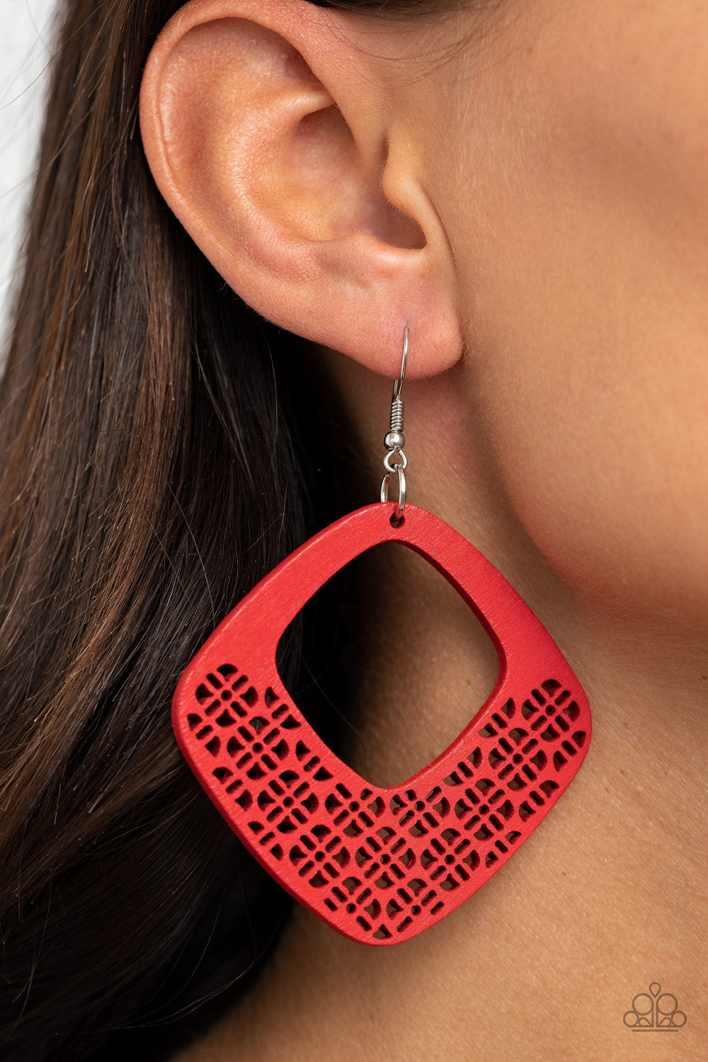 Paparazzi - WOOD You Rather - Red Earrings W #058