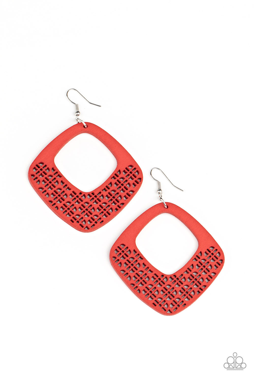 Paparazzi - WOOD You Rather - Red Earrings W #058