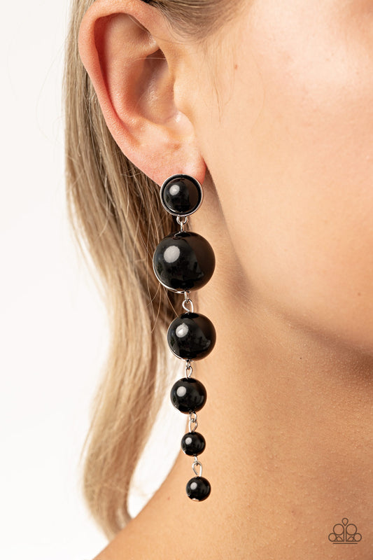 Paparazzi Accessories - Living a WEALTHY Lifestyle - Black Earrings  ##0752