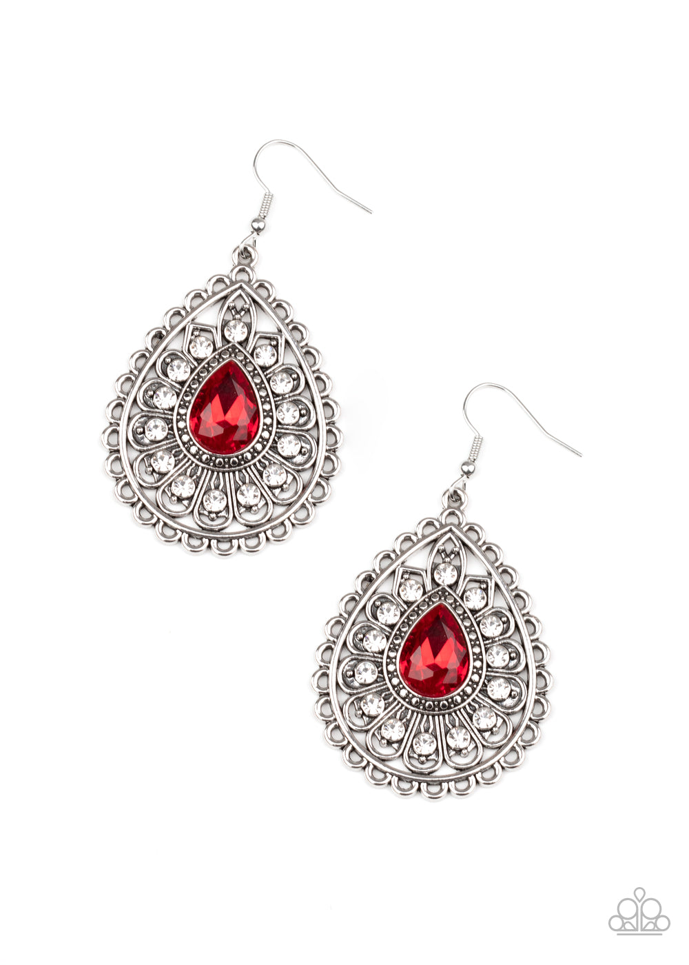 Paparazzi - Eat, Drink, and BEAM Merry - Red Earring  #1724