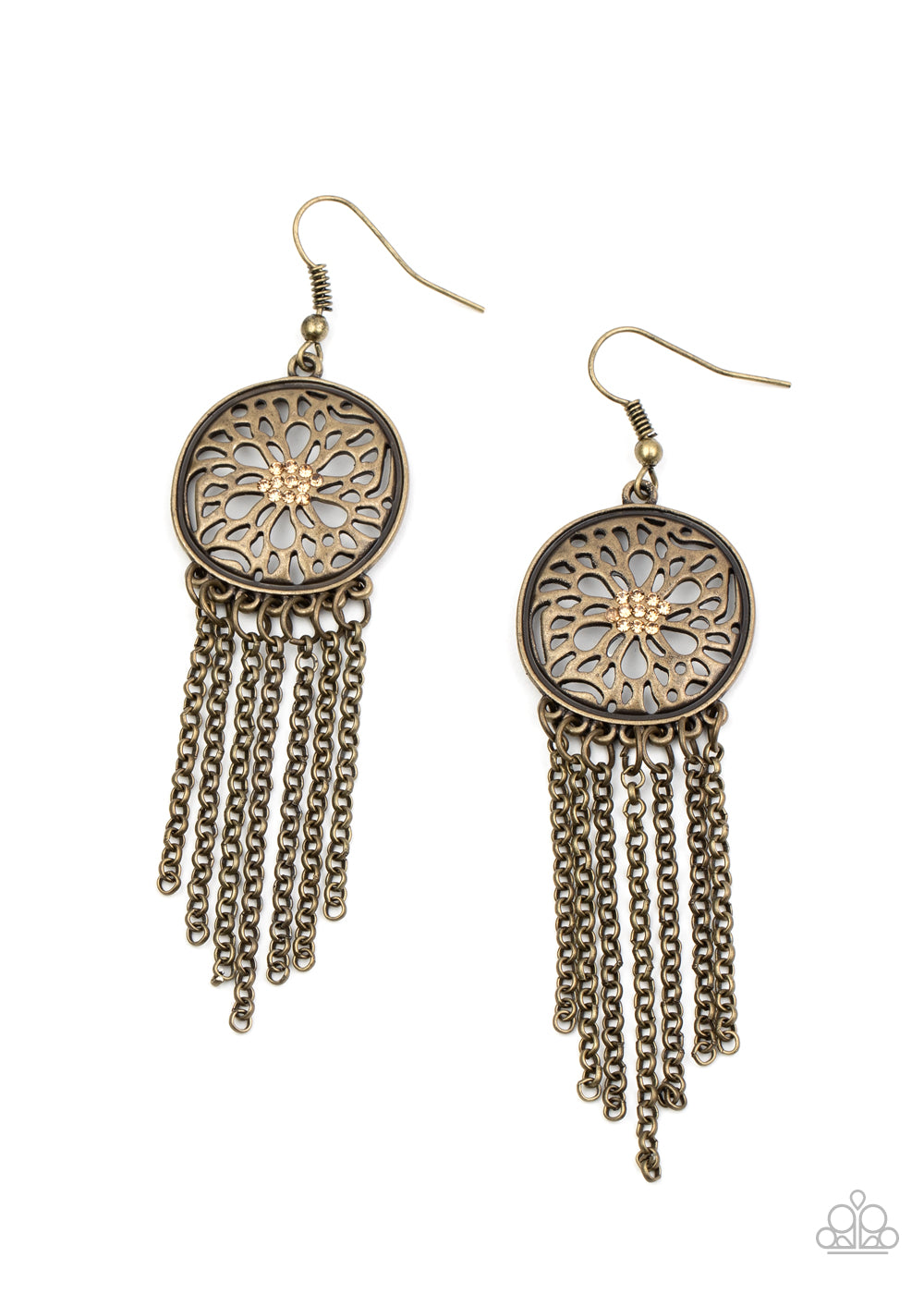 Paparazzi - Blissfully Botanical - Brass Earrings  #1808