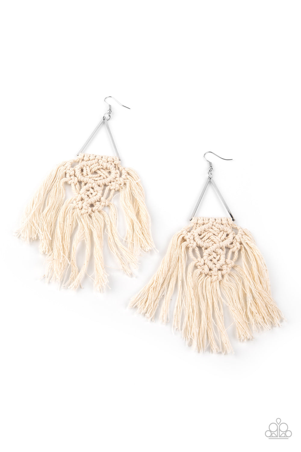 Paparazzi - Modern Day Macrame - White Earrings  #1753