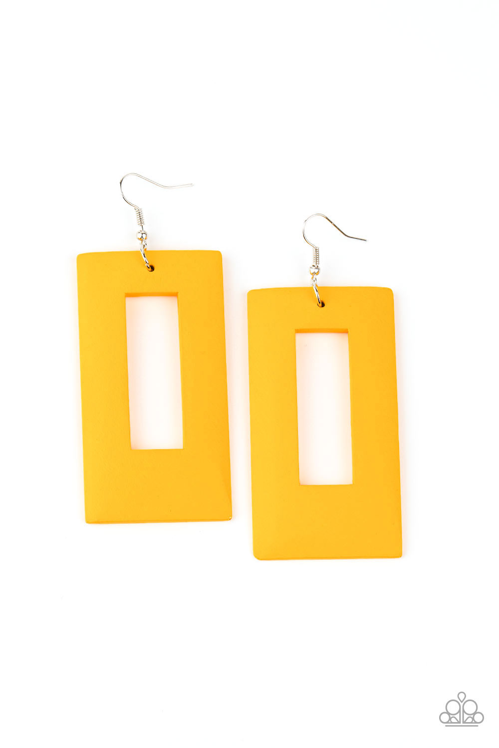 Paparazzi - Totally Framed - Yellow Earrings  #1844