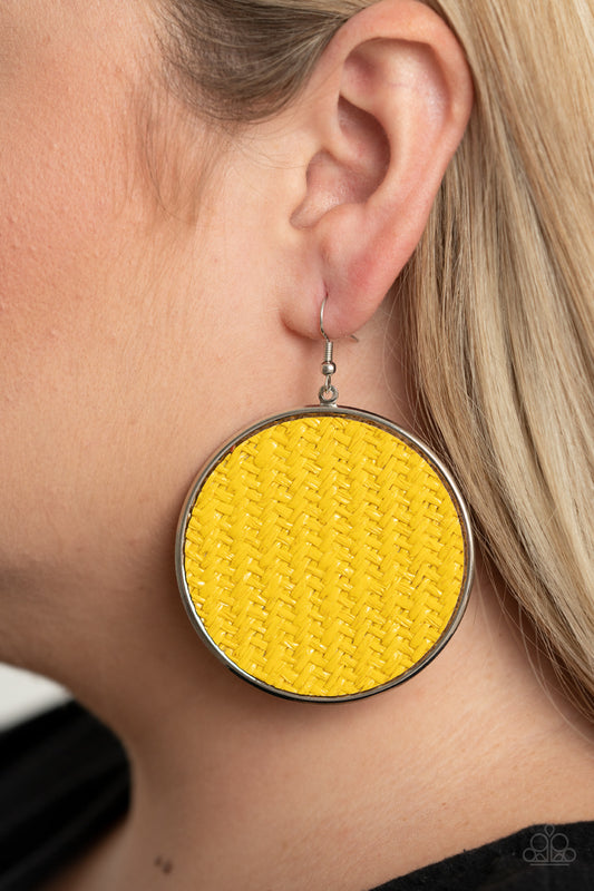 Paparazzi - Wonderfully Woven - Yellow Earrings