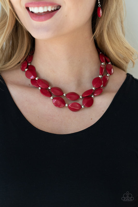 Paparazzi Accessories - Two-Story Stunner - Red Necklace #0158