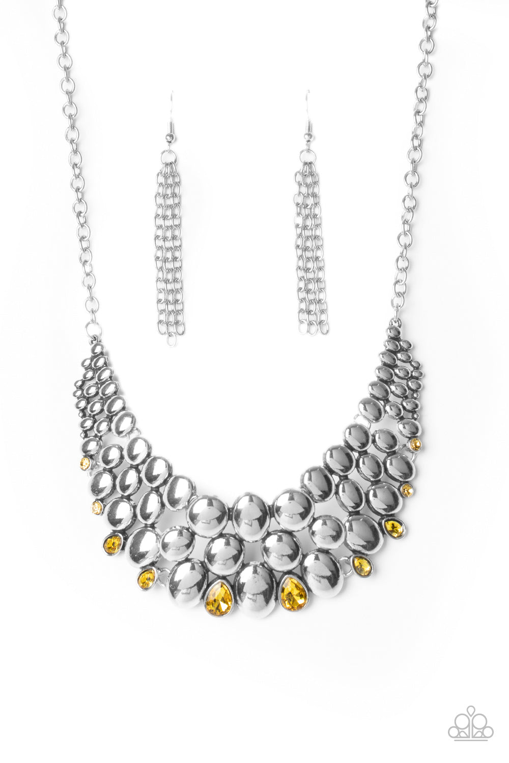 Paparazzi - Powerhouse Party - Yellow Necklace   #0215