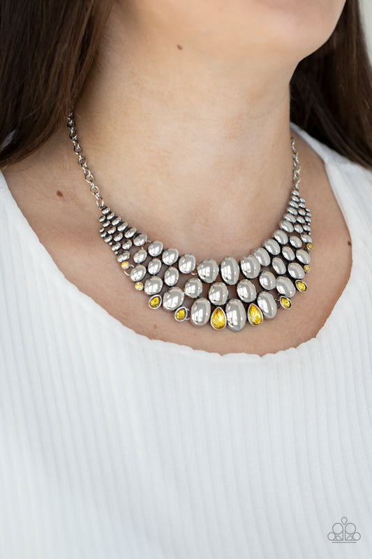 Paparazzi - Powerhouse Party - Yellow Necklace   #0215