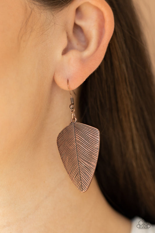 Paparazzi - One Of The Flock - Copper Earrings  #1898