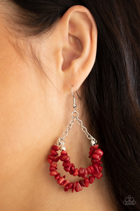 Paparazzi - Rainbow Rock Gardens - Red Earrings  #0871