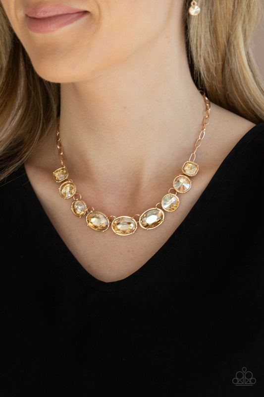 Paparazzi Accessories - Gorgeously Glacial - Gold Necklace #0057