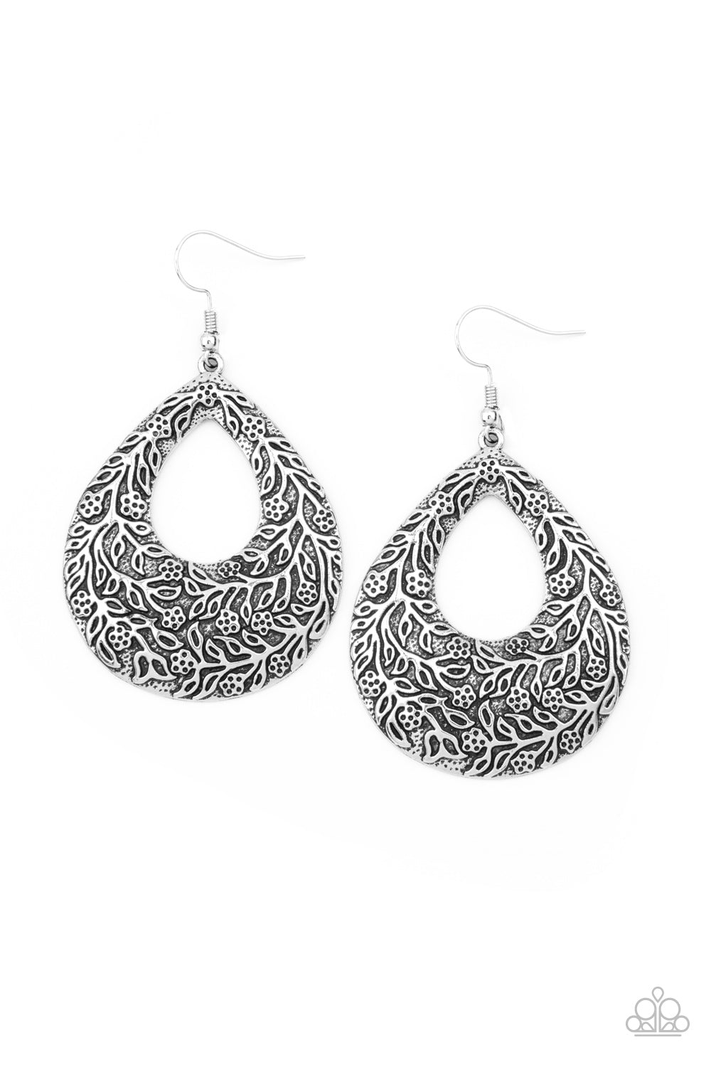 Paparazzi Flirtatiously Flourishing - Silver Earrings  #1720