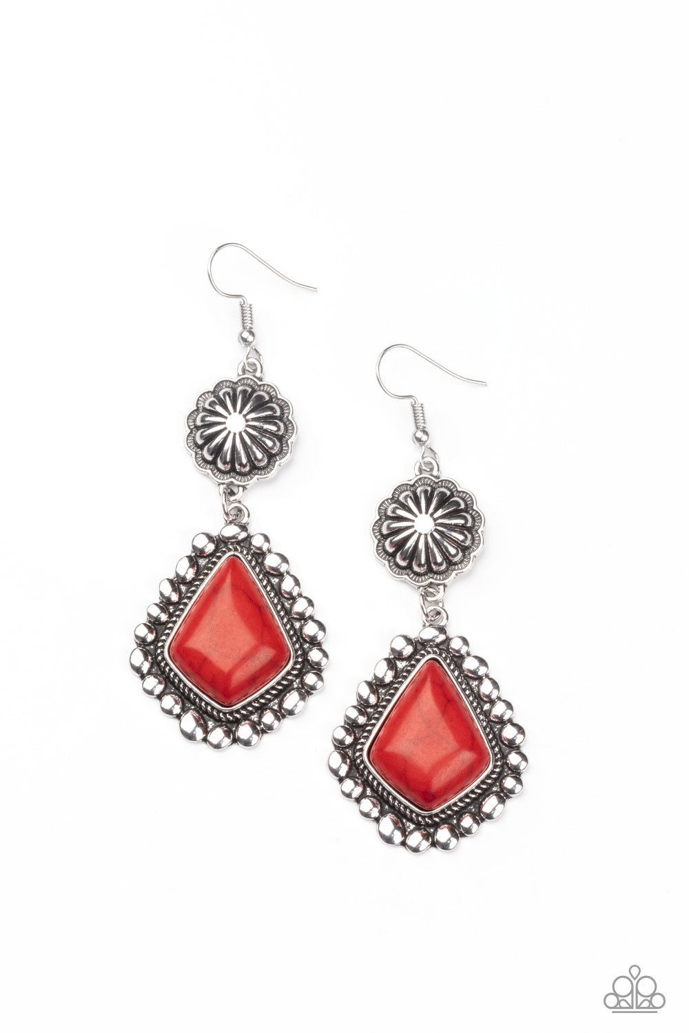 Paparazzi - Country Cavalier - Red Earrings  #0691