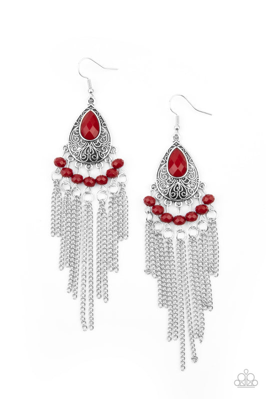 Paparazzi - Floating on HEIR - Red Earrings  #1855