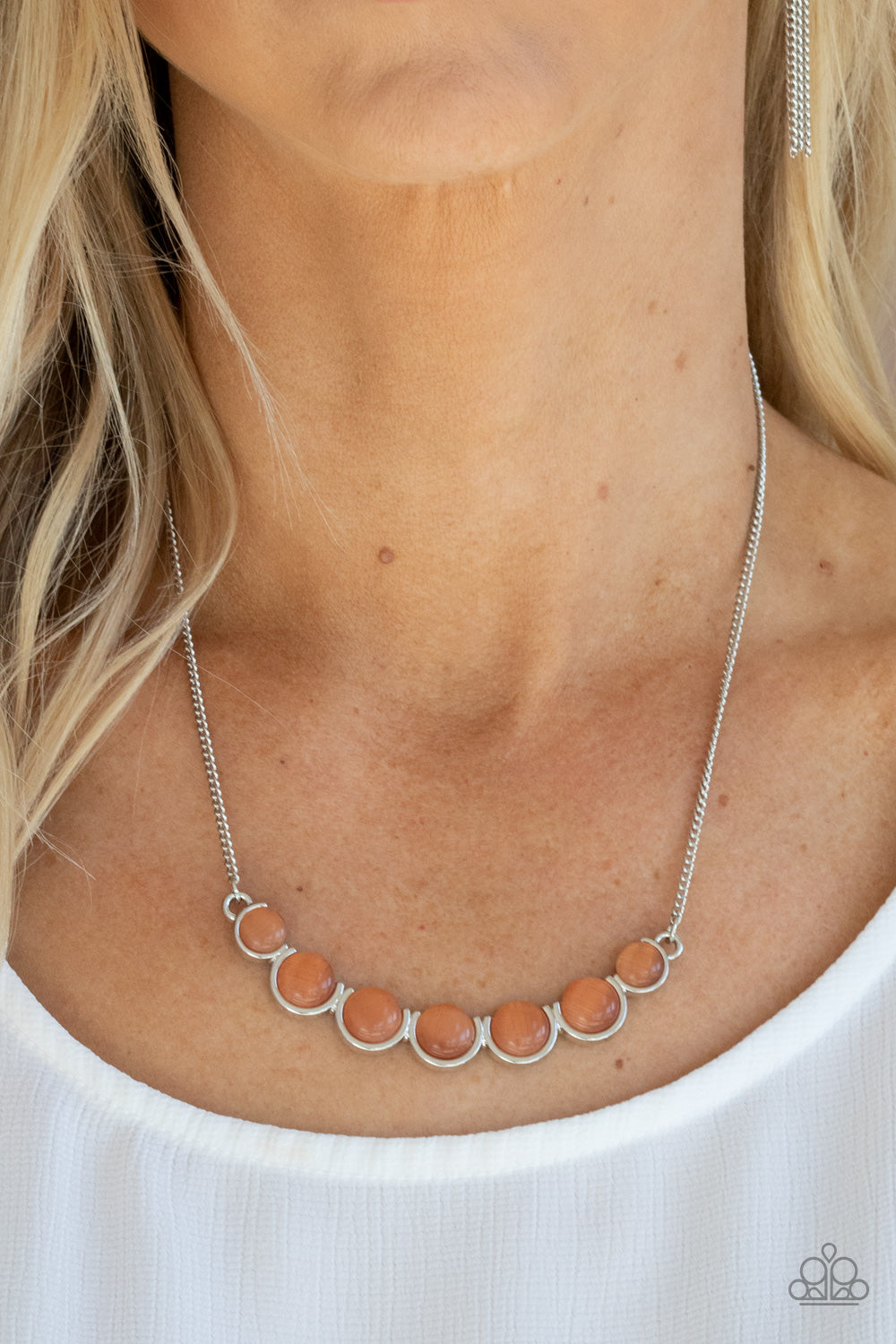 Paparazzi - Serenely Scalloped - Orange Necklace  #1638