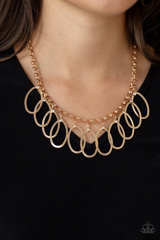 Paparazzi - Double OVAL-time - Gold Necklace #0032