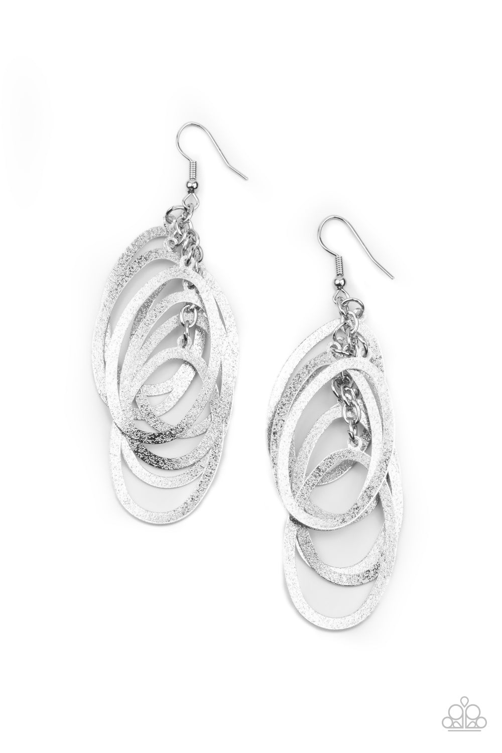 Paparazzi Mind OVAL Matter - Silver Earrings   #1709