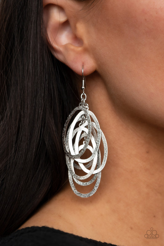 Paparazzi Mind OVAL Matter - Silver Earrings   #1709