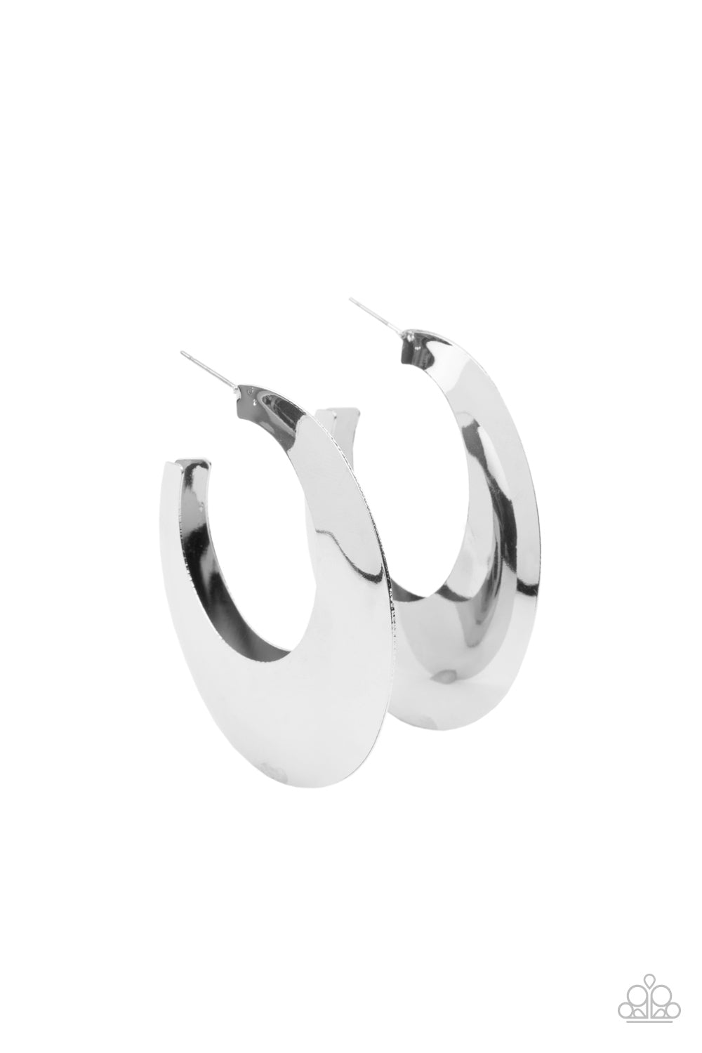 Paparazzi  - Going OVAL-board - Silver Earrings #0631