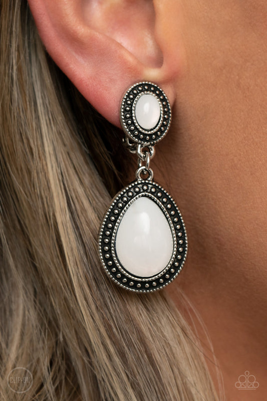 Paparazzi - Carefree Clairvoyance - White Earrings  #0908