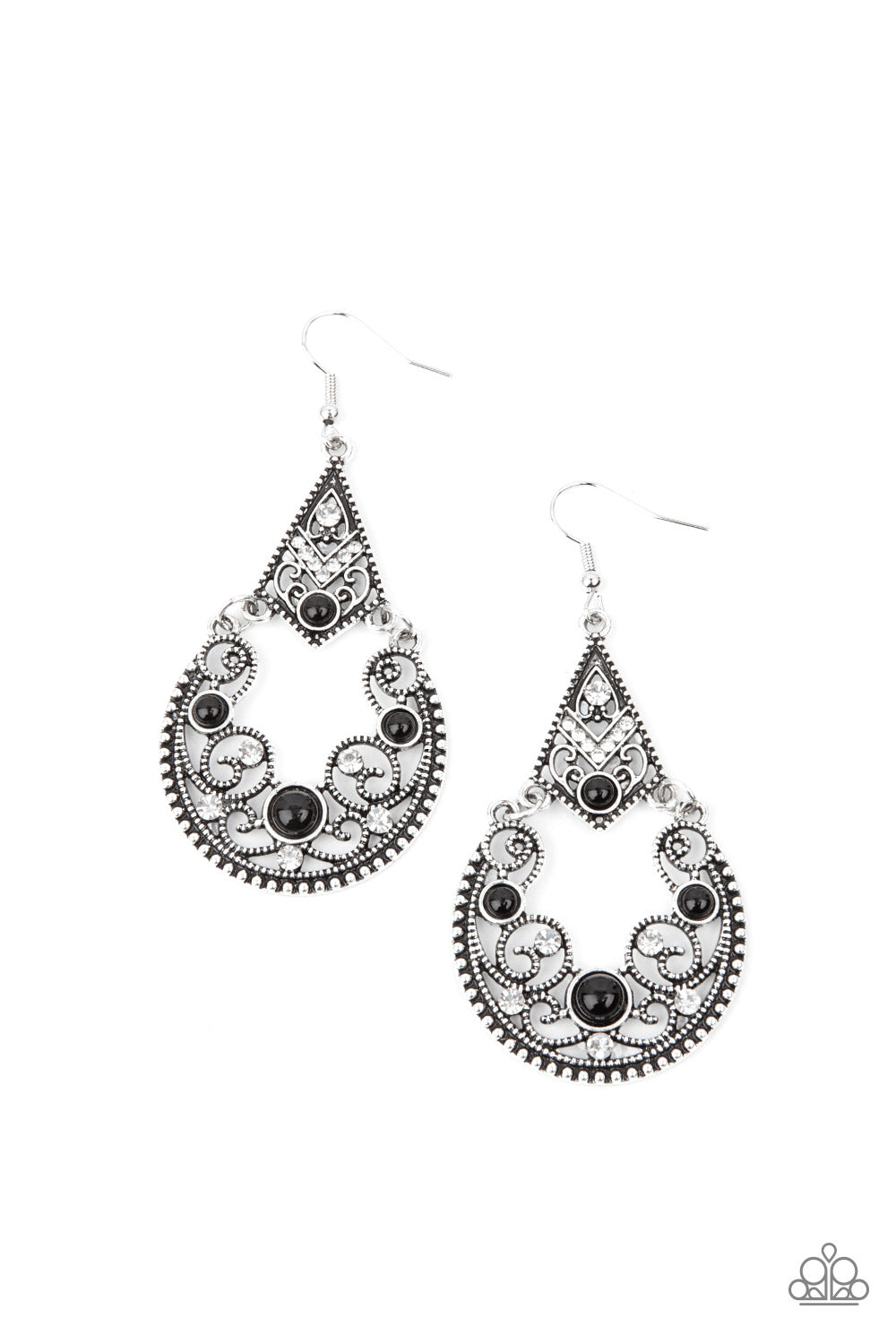 Paparazzi - Bohemian Ball - Black Earrings  O/D #082