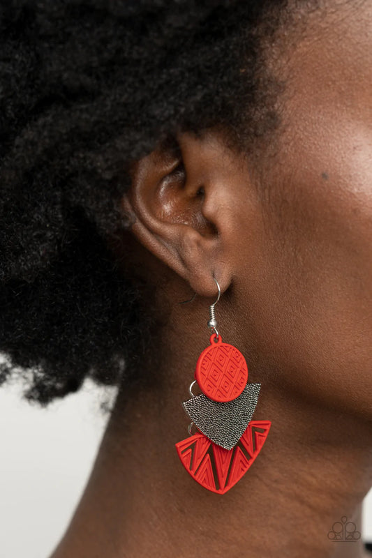 Paparazzi - Jurassic Juxtaposition - Red Earrings O/D #033