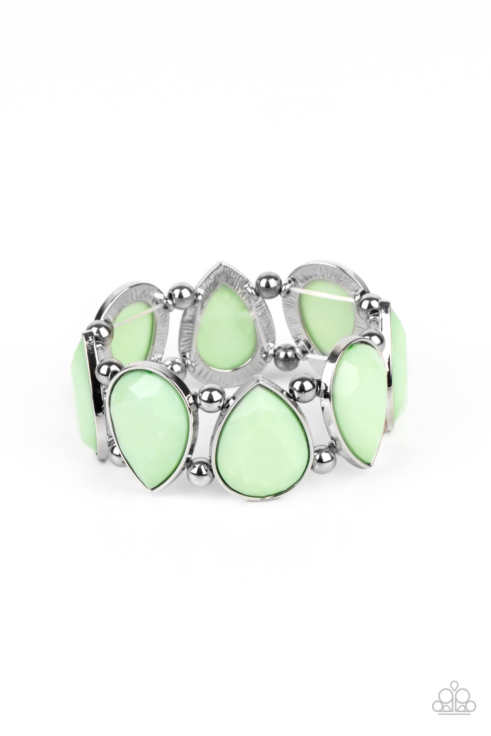 Paparazzi Accessories - Flamboyant Tease - Green Bracelet #1014