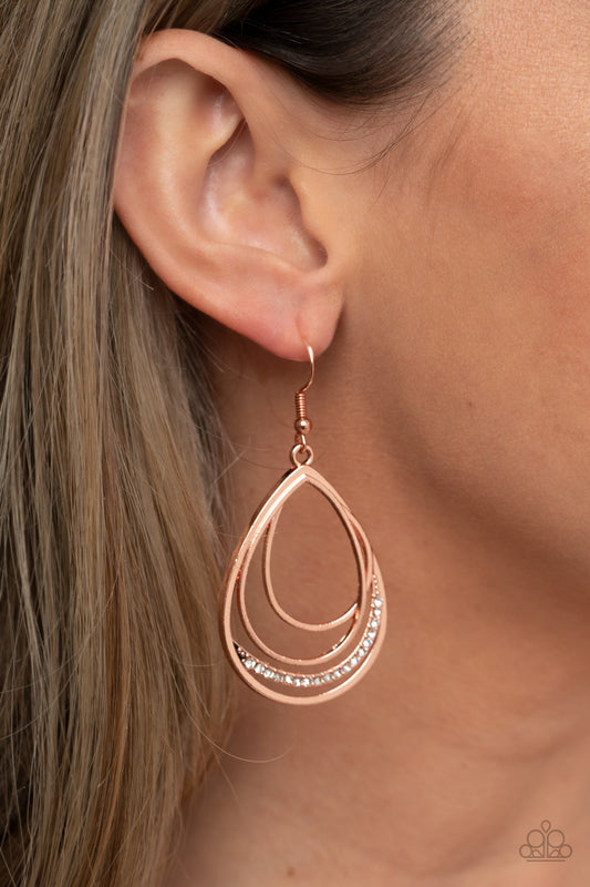 Paparazzi - Outrageously Opulent - Copper Earrings  #1931