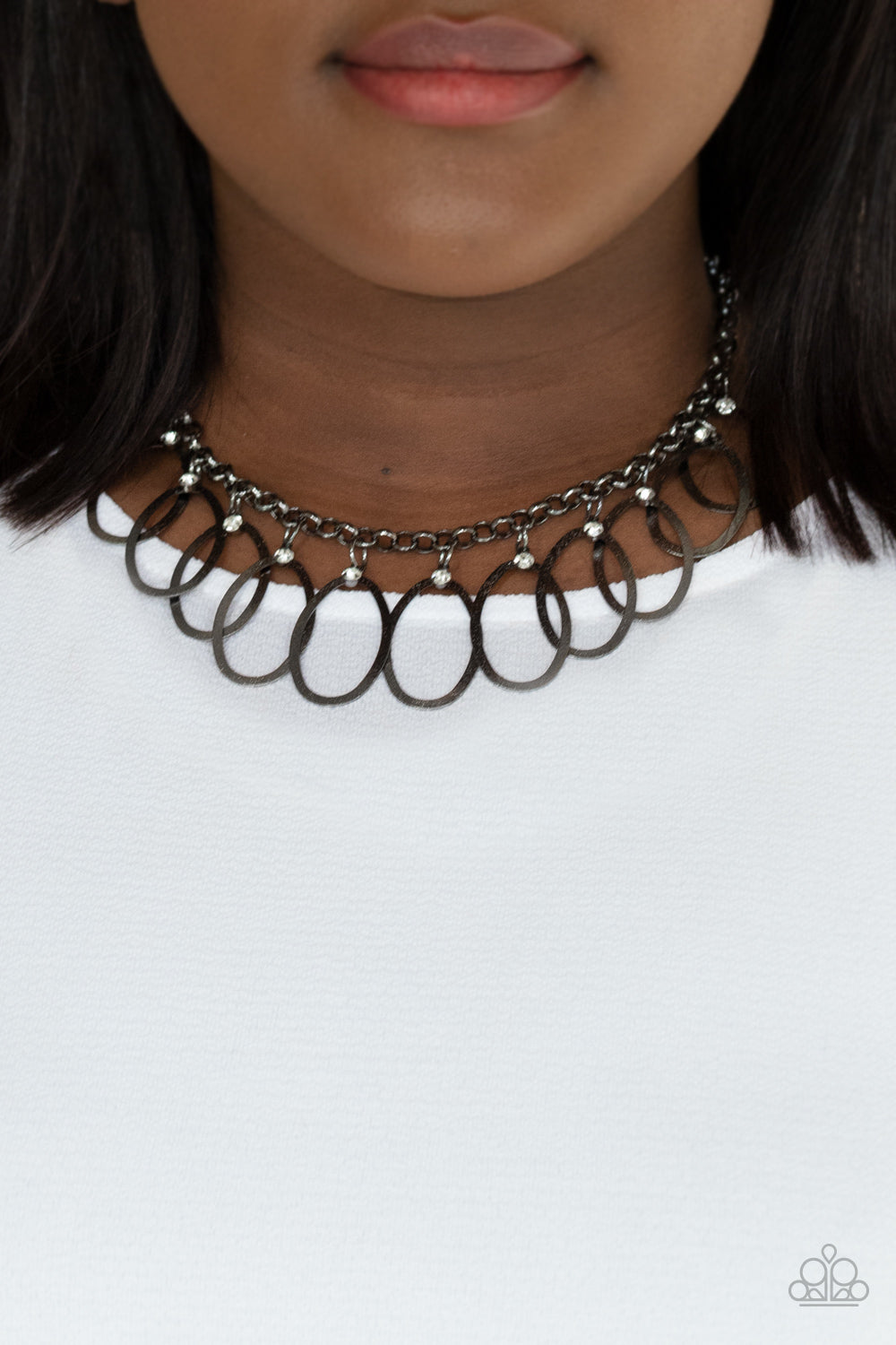 Paparazzi - Double OVAL-time - Black Necklace #0031