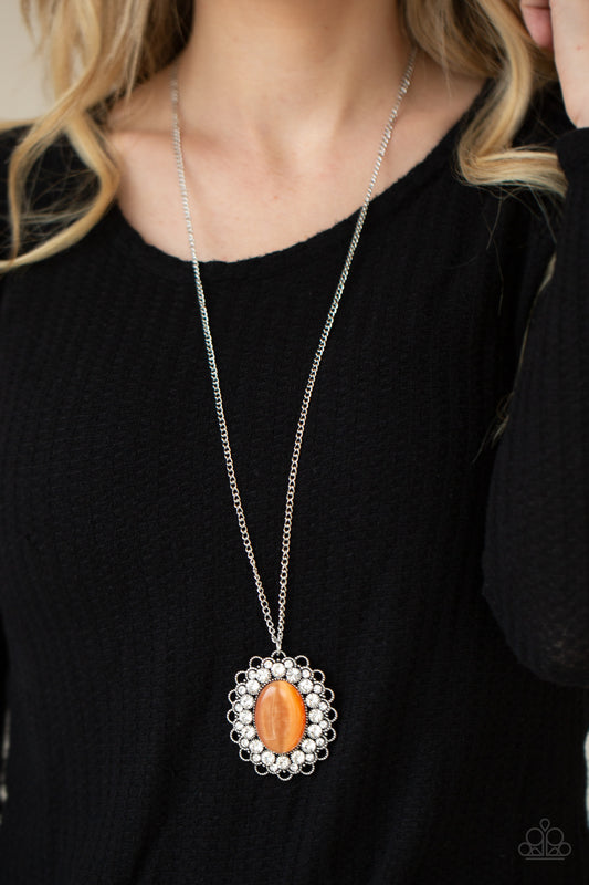 Paparazzi Accessories - Oh My Medallion - Orange Necklace  #0348