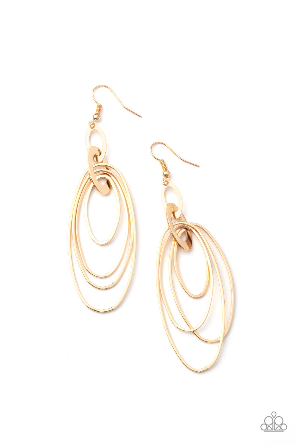 Paparazzi - OVAL The Moon - Gold Earrings  #0679