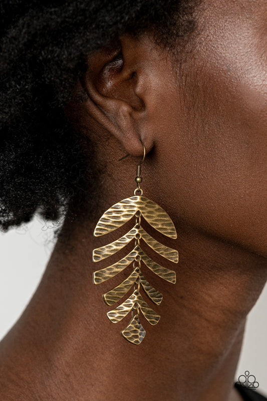 Paparazzi - Palm Lagoon - Brass Earrings  #E50