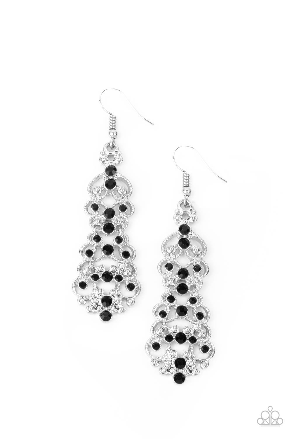 Paparazzi - Diva Decorum - Black Earrings  #0834