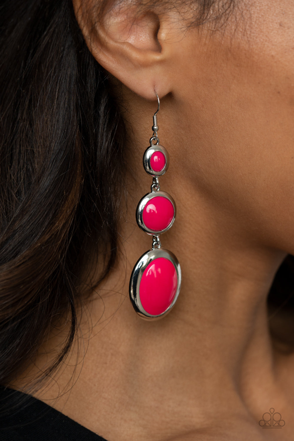 Paparazzi - Retro Reality - Pink Earrings #0876