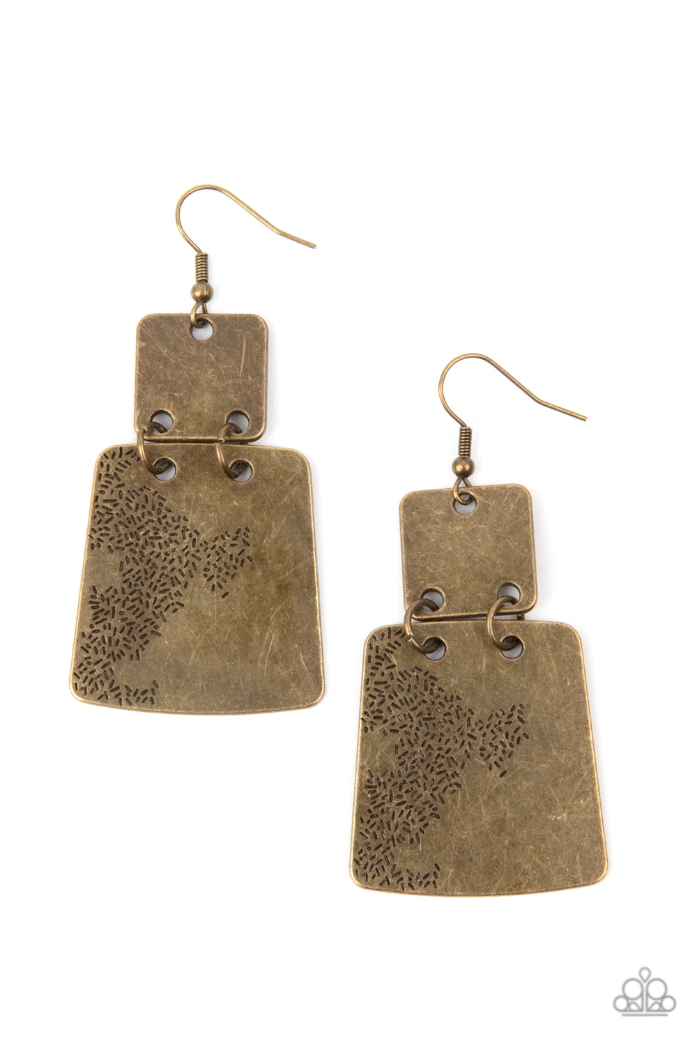 Paparazzi - Tagging Along - Brass Earrings  #0682