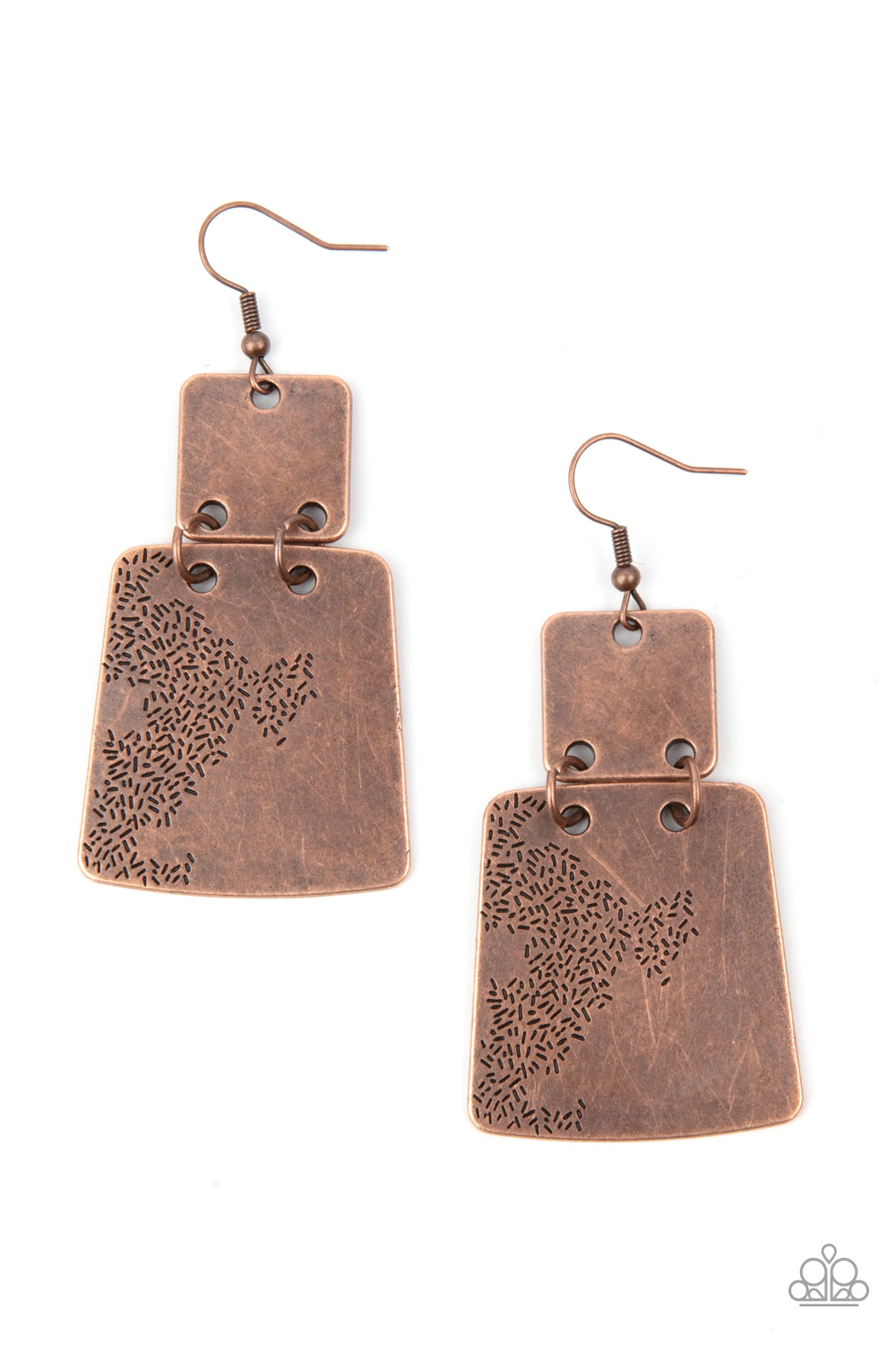 Paparazzi - Tagging Along - Copper Earrings  #0680