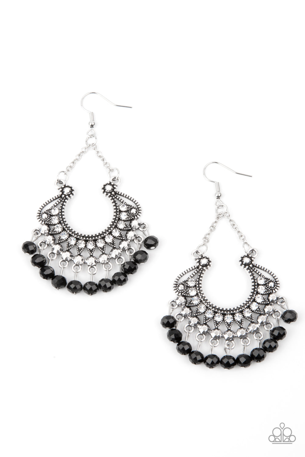 Paparazzi - GLOW Down In Flames - Black Earrings  #0928