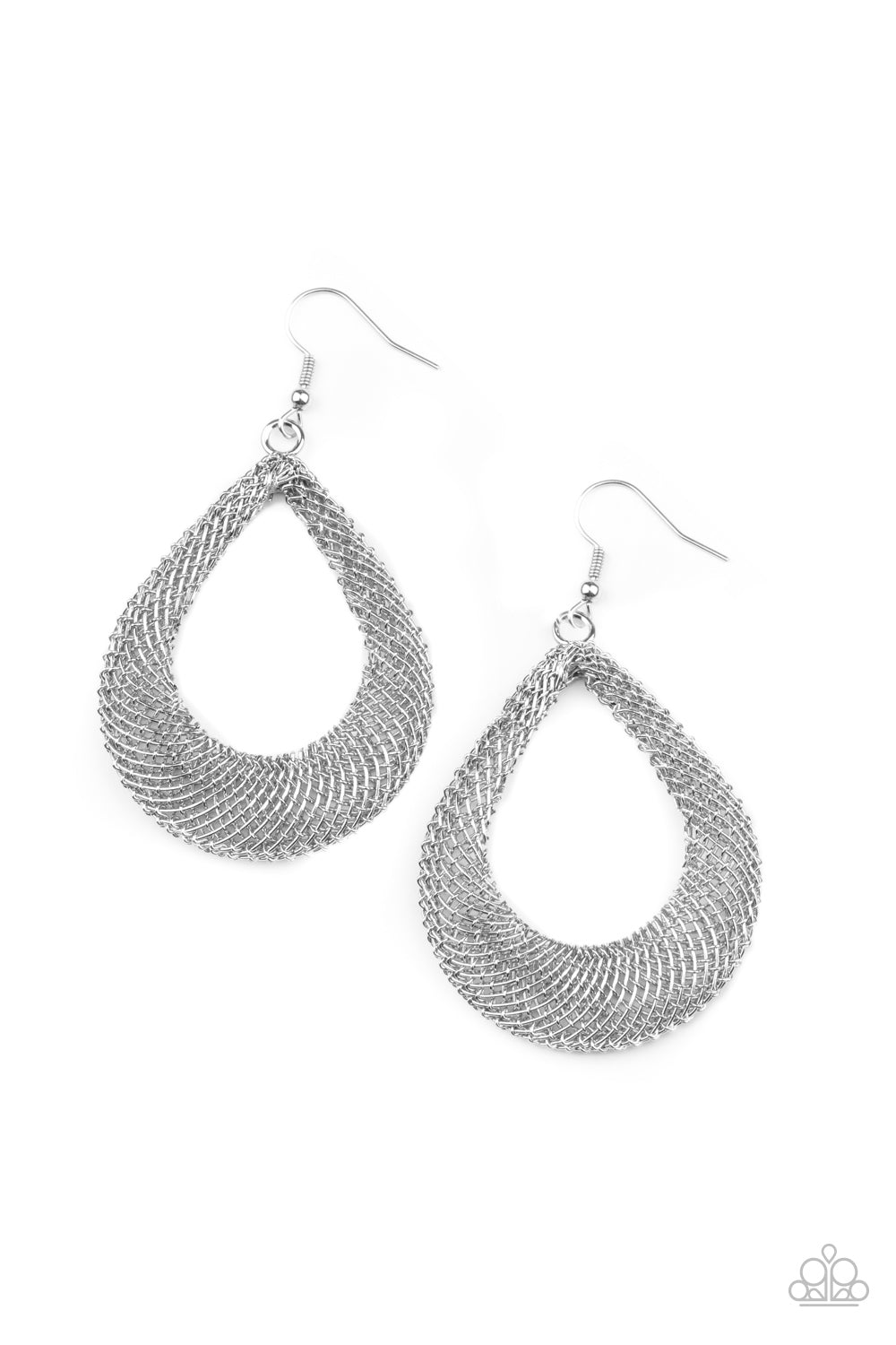 Paparazzi - A Hot MESH - Silver Earrings #0758