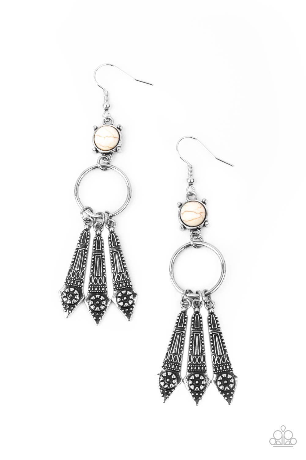 Paparazzi - Prana Paradise - White Earrings  #1257