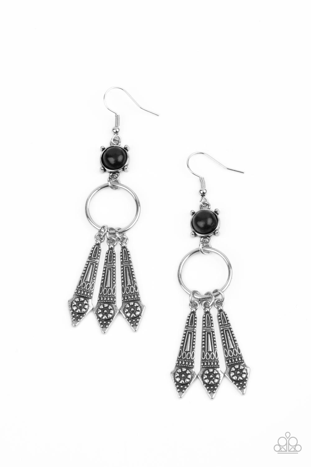 Paparazzi - Prana Paradise - Black Earrings #1259