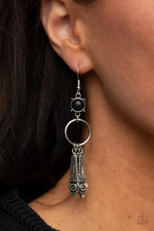 Paparazzi - Prana Paradise - Black Earrings #1259