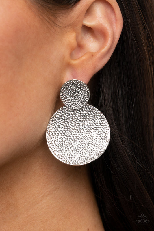 Paparazzi - Refined Relic - Silver Earrings  #0737