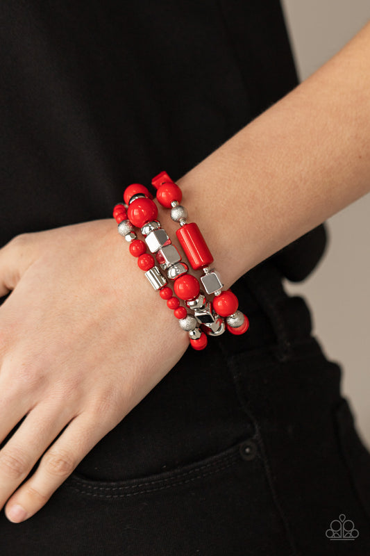 Paparazzi - Perfectly Prismatic - Red Bracelet #0518