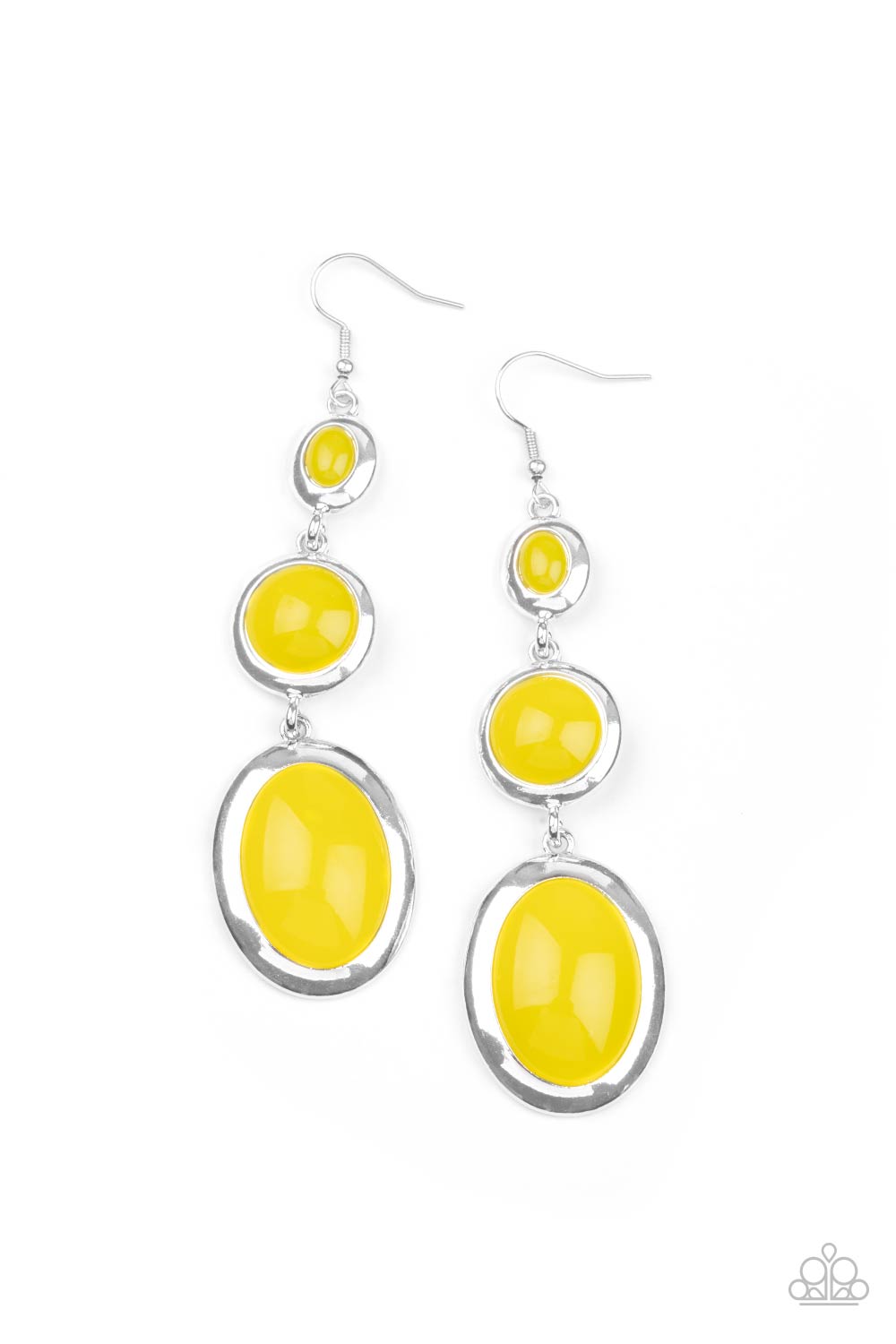 Paparazzi - Retro Reality - Yellow Earrings  #0875