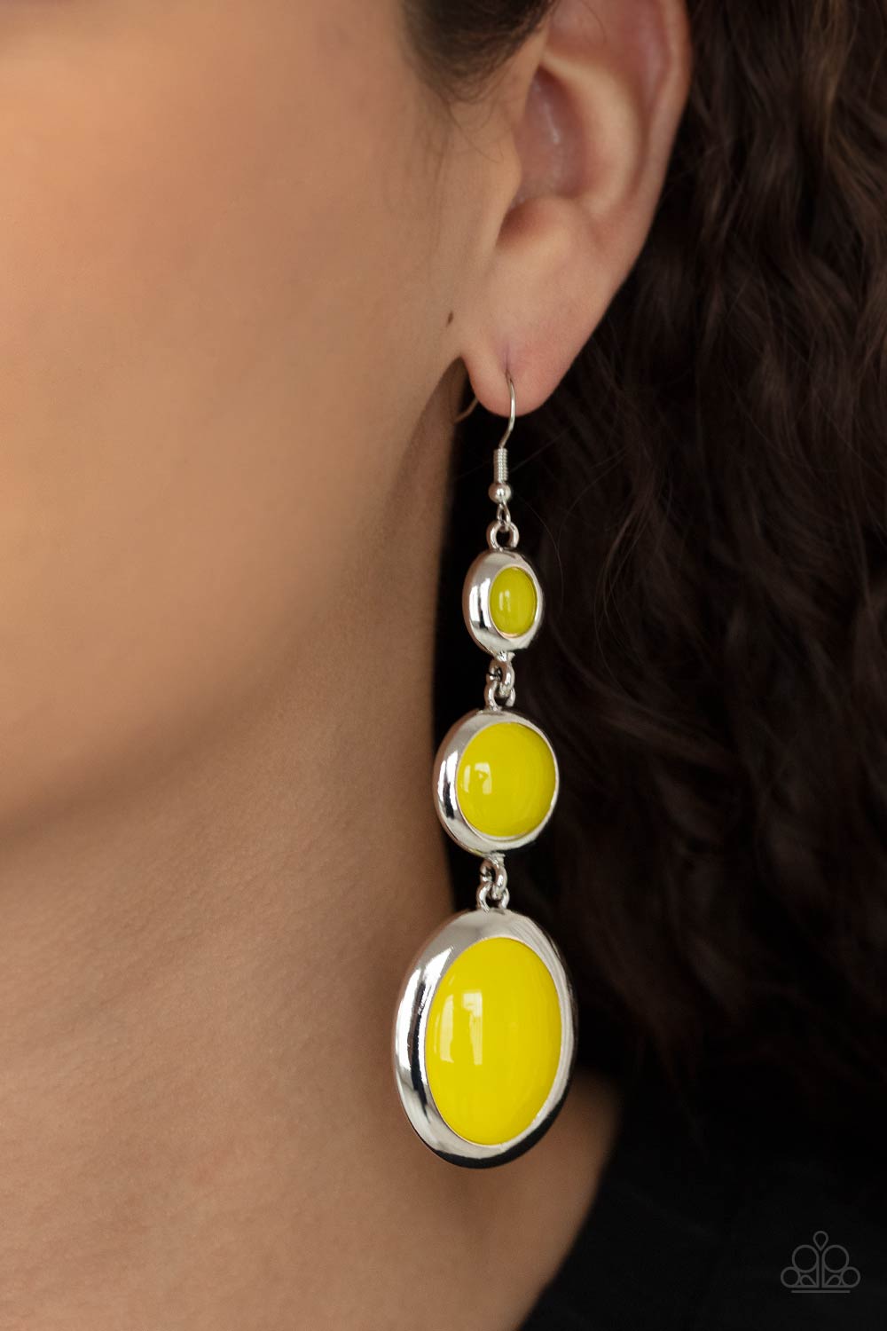 Paparazzi - Retro Reality - Yellow Earrings  #0875