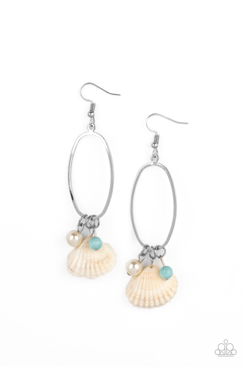 Paparazzi - This Too SHELL Pass - Blue Earrings  #1779