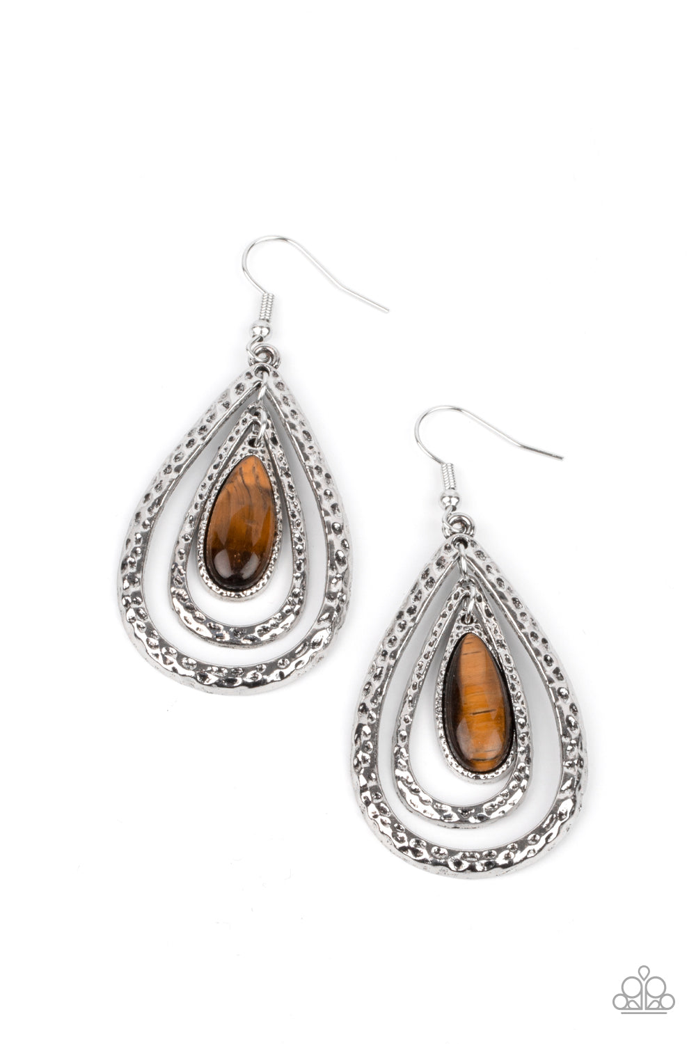 Paparazzi - Teardrop Torrent - Brown Earrings  #0673