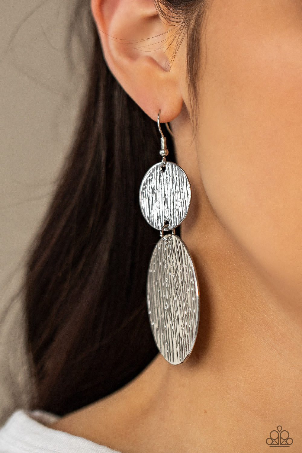 Paparazzi - Status CYMBAL - Silver -Earrings  #0893