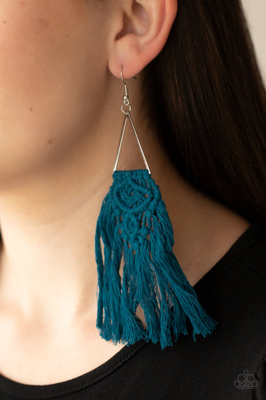 Paparazzi - Modern Day Macrame - Blue Earrings   #1755