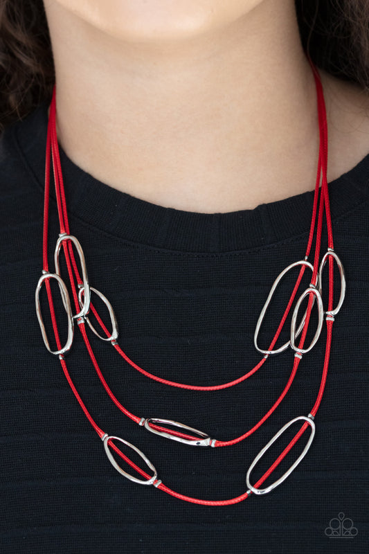 Paparazzi Accessories - Check Your CORD-inates - Red Necklace #N-01