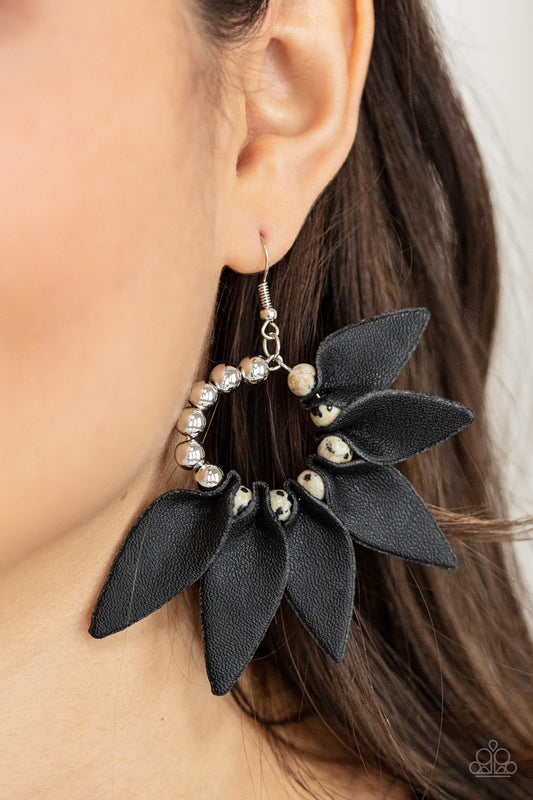 Paparazzi - Flower Child Fever - Black Earrings